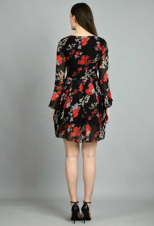 Vaani Creation Women's Georgette Floral Printed Dress