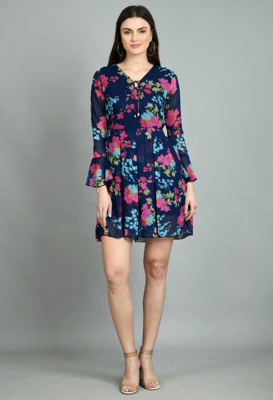 Vaani Creation Women's Georgette Floral Printed Dress