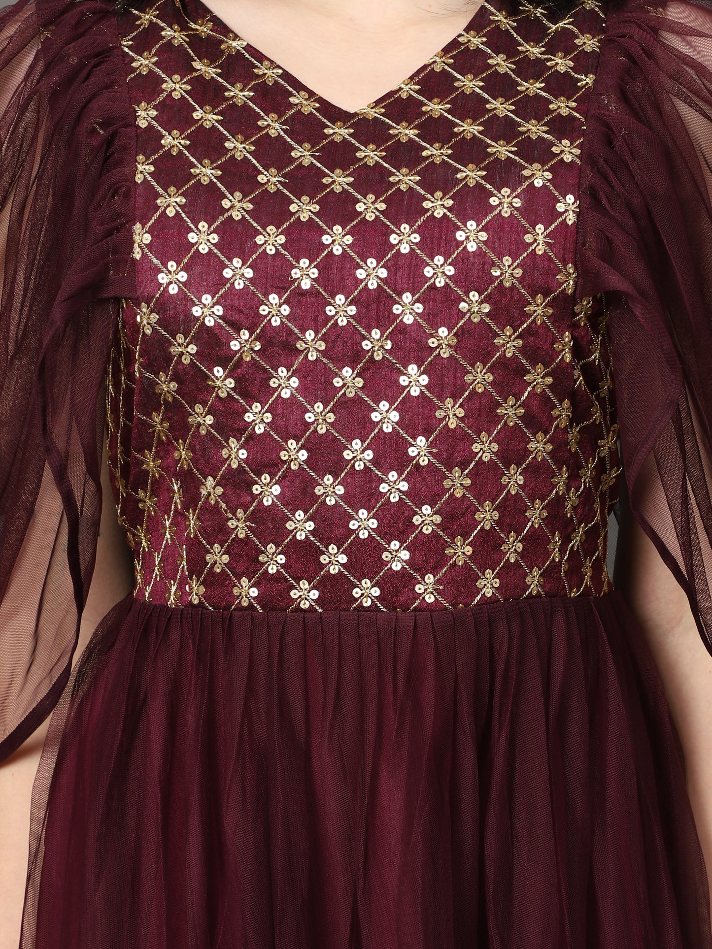 Vaani Creation Women's Embroidered Soft Net Gown